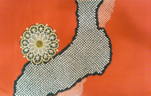 直し着物　赤地レース